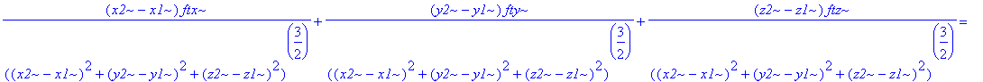 eq3 := 1/((x2-x1)^2+(y2-y1)^2+(z2-z1)^2)^(3/2)*(x2-...